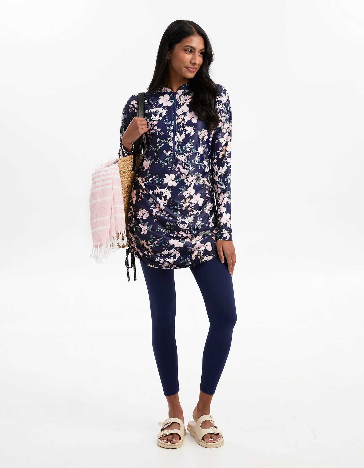 Long Sleeve Printed Swim Dress UPF 50+ - Image 5