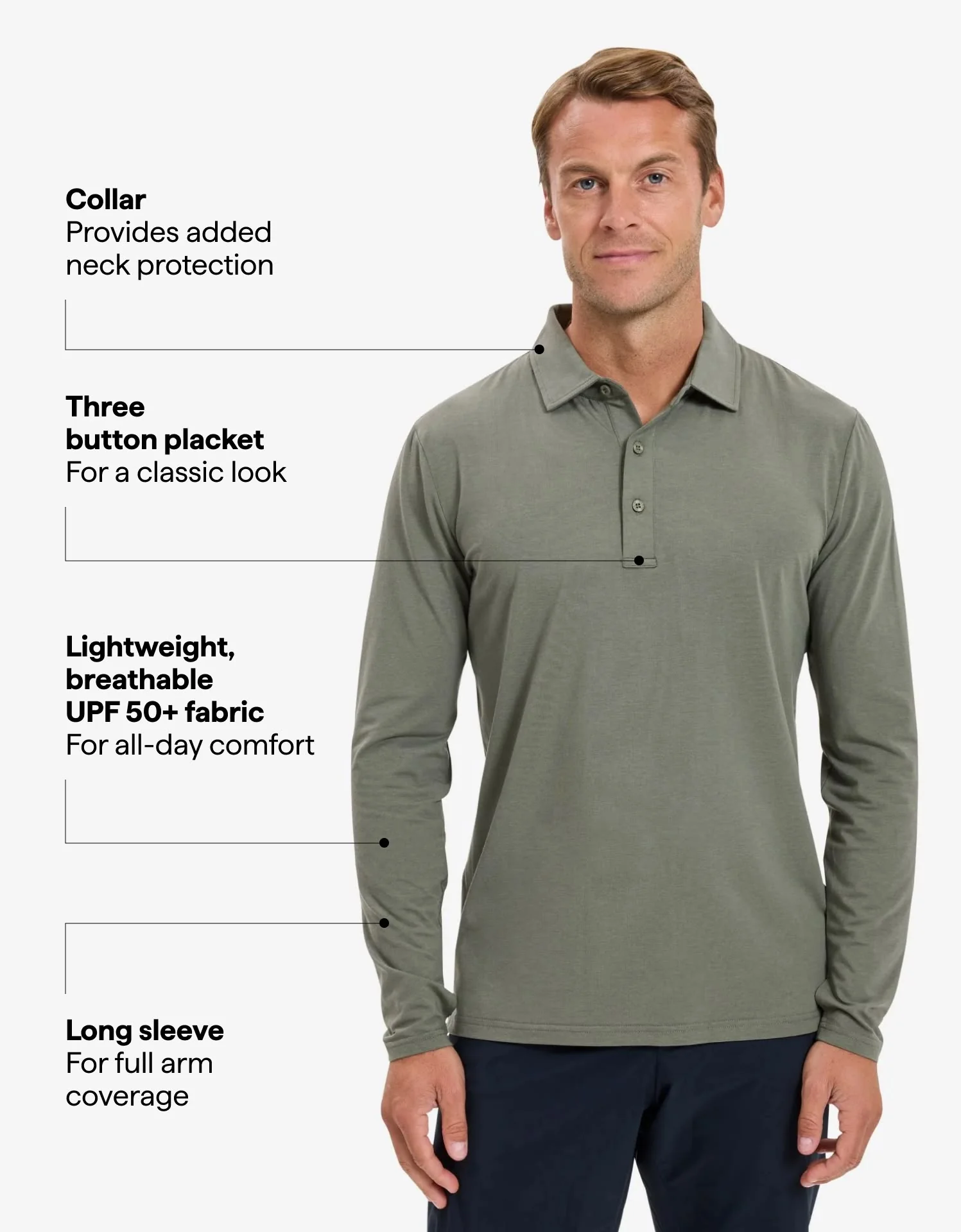 Long Sleeve Polo Shirt UPF 50+ - Image 20
