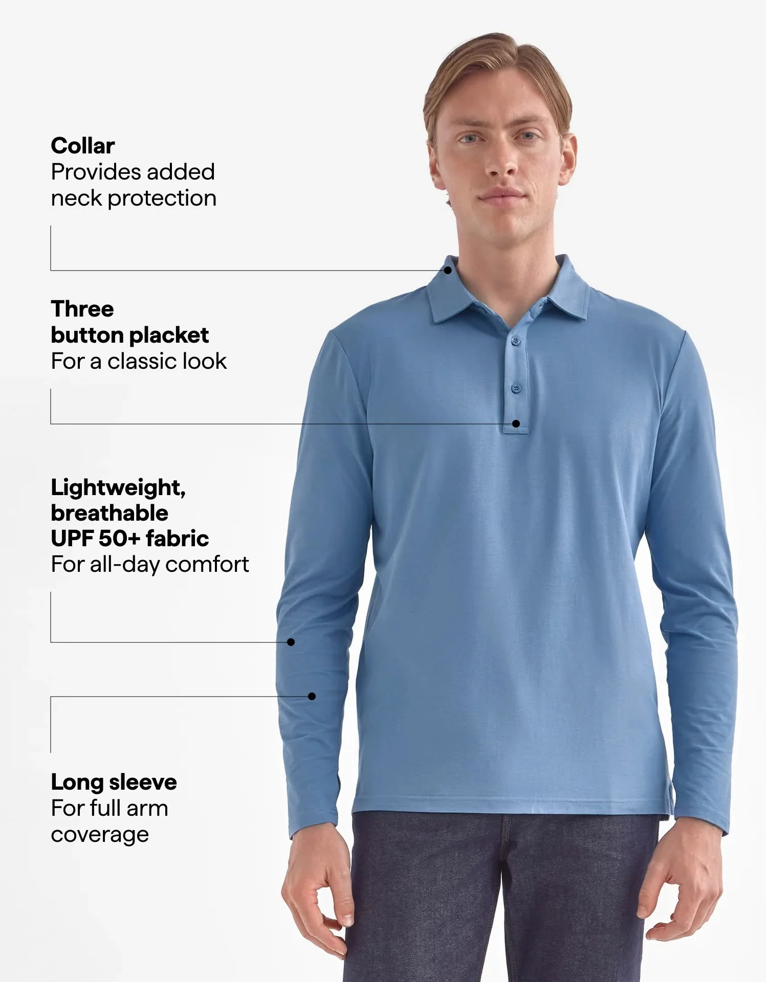Long Sleeve Polo Shirt UPF 50+ - Image 27