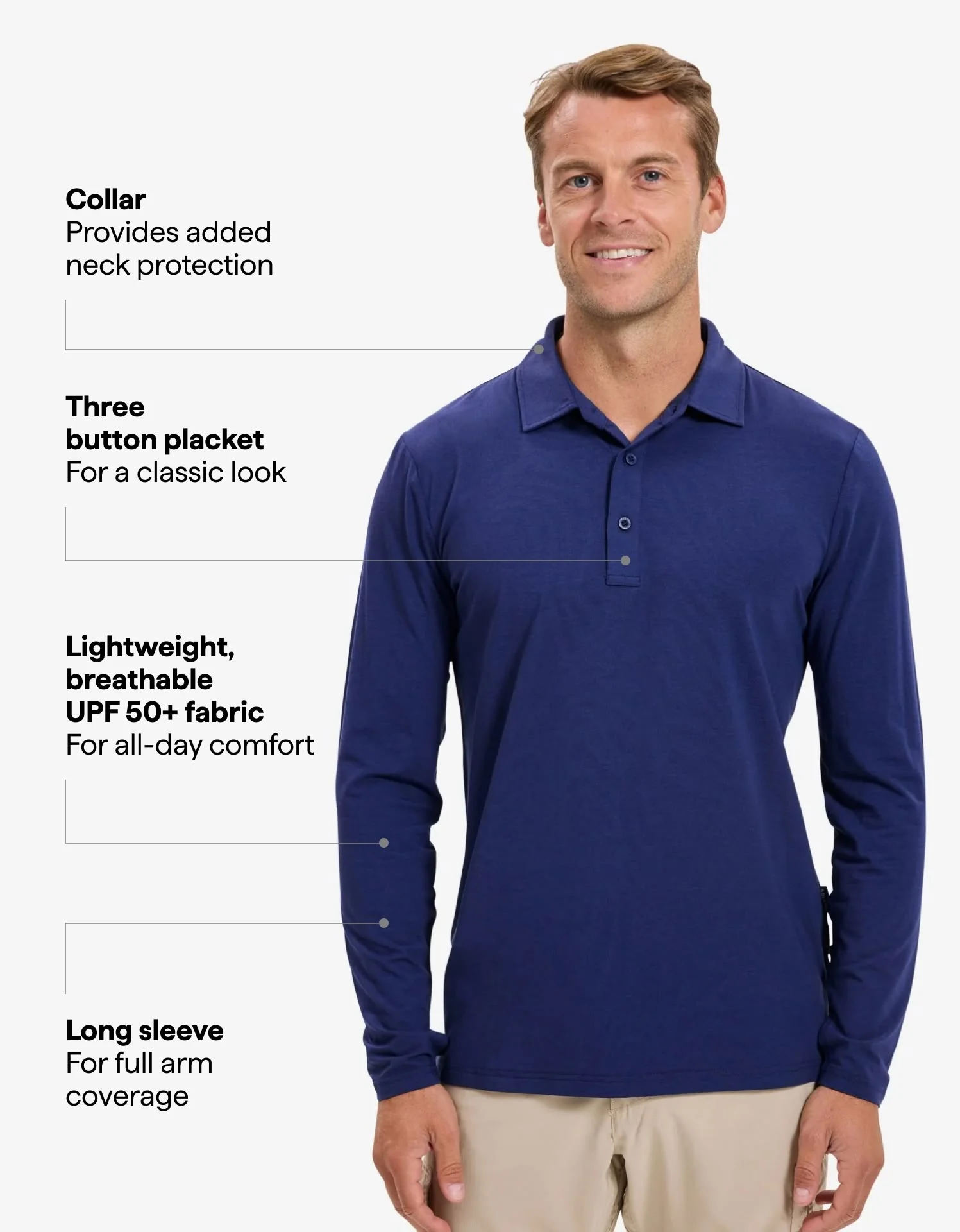 Long Sleeve Polo Shirt UPF 50+ - Image 33