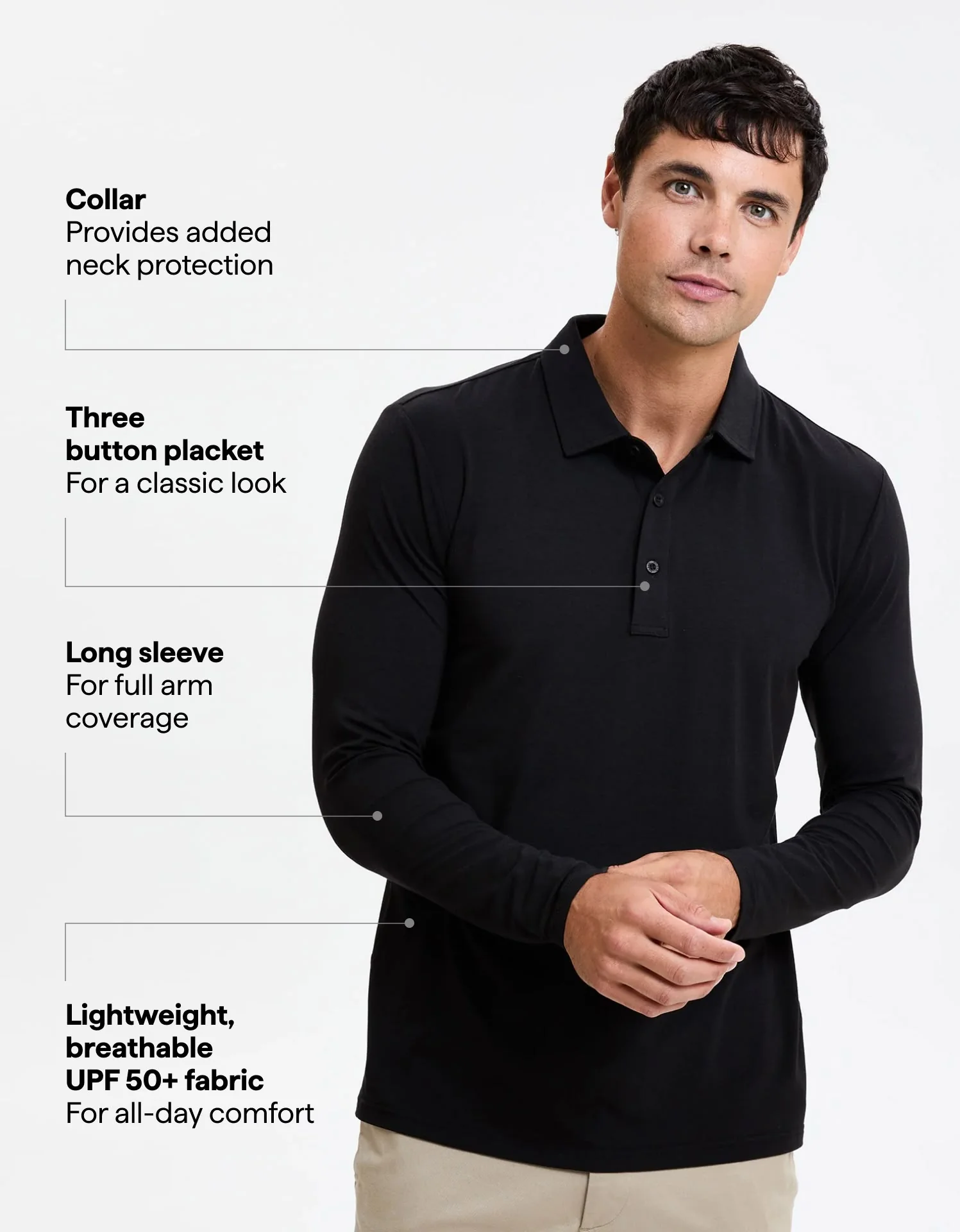 Long Sleeve Polo Shirt UPF 50+ - Image 39