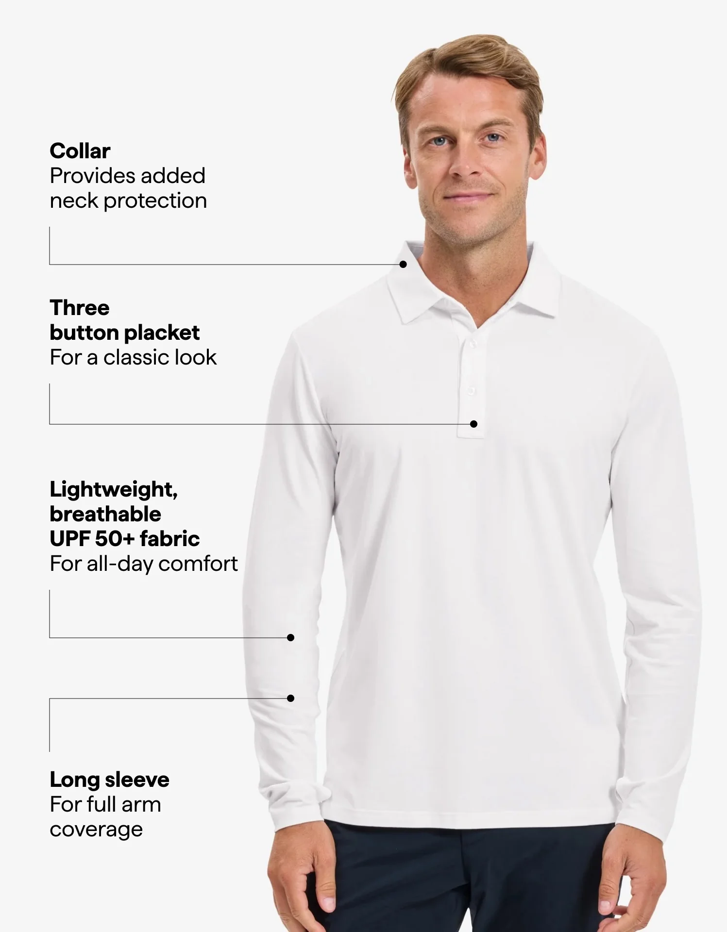 Long Sleeve Polo Shirt UPF 50+ - Image 44