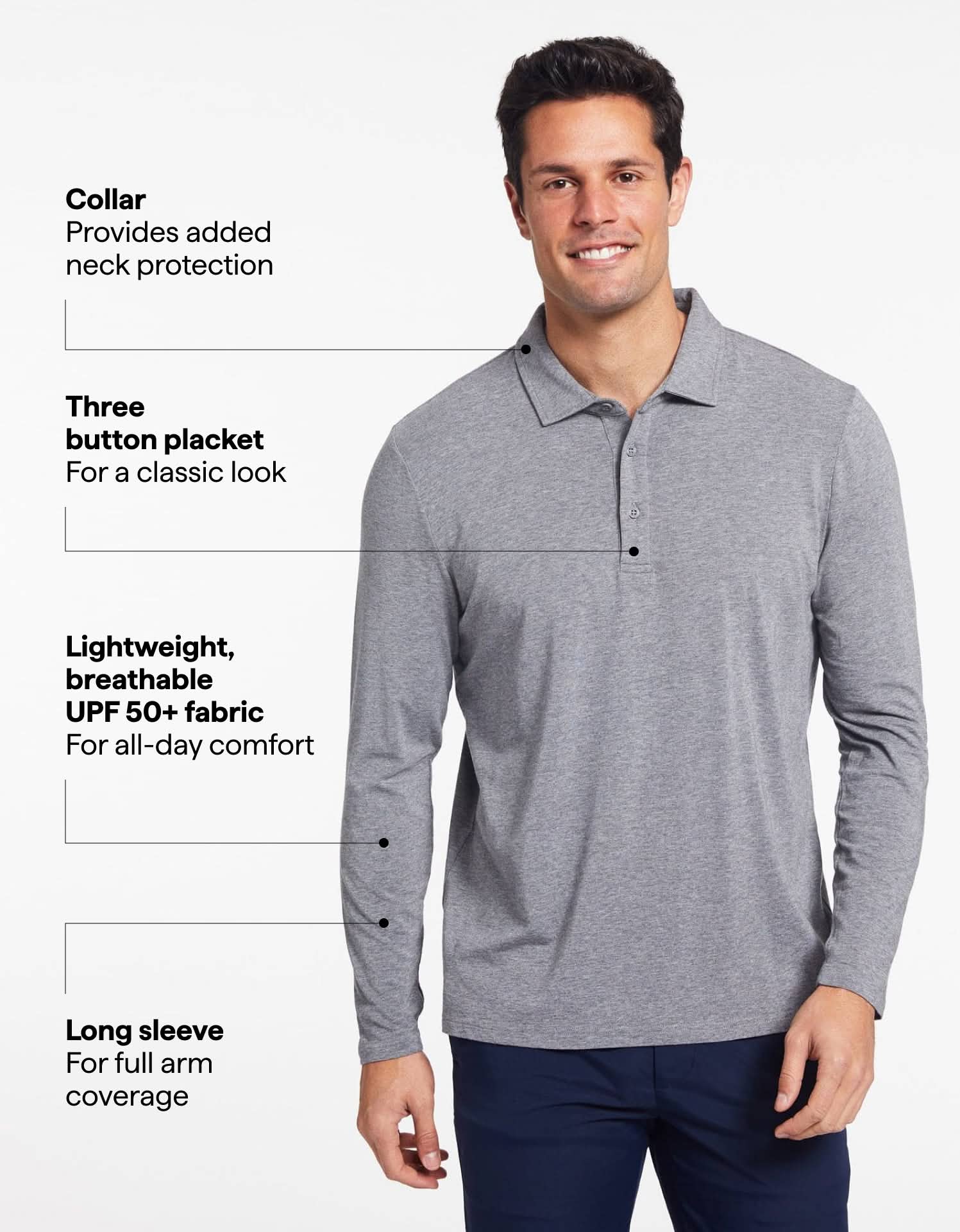 Long Sleeve Polo Shirt UPF 50+ - Image 51
