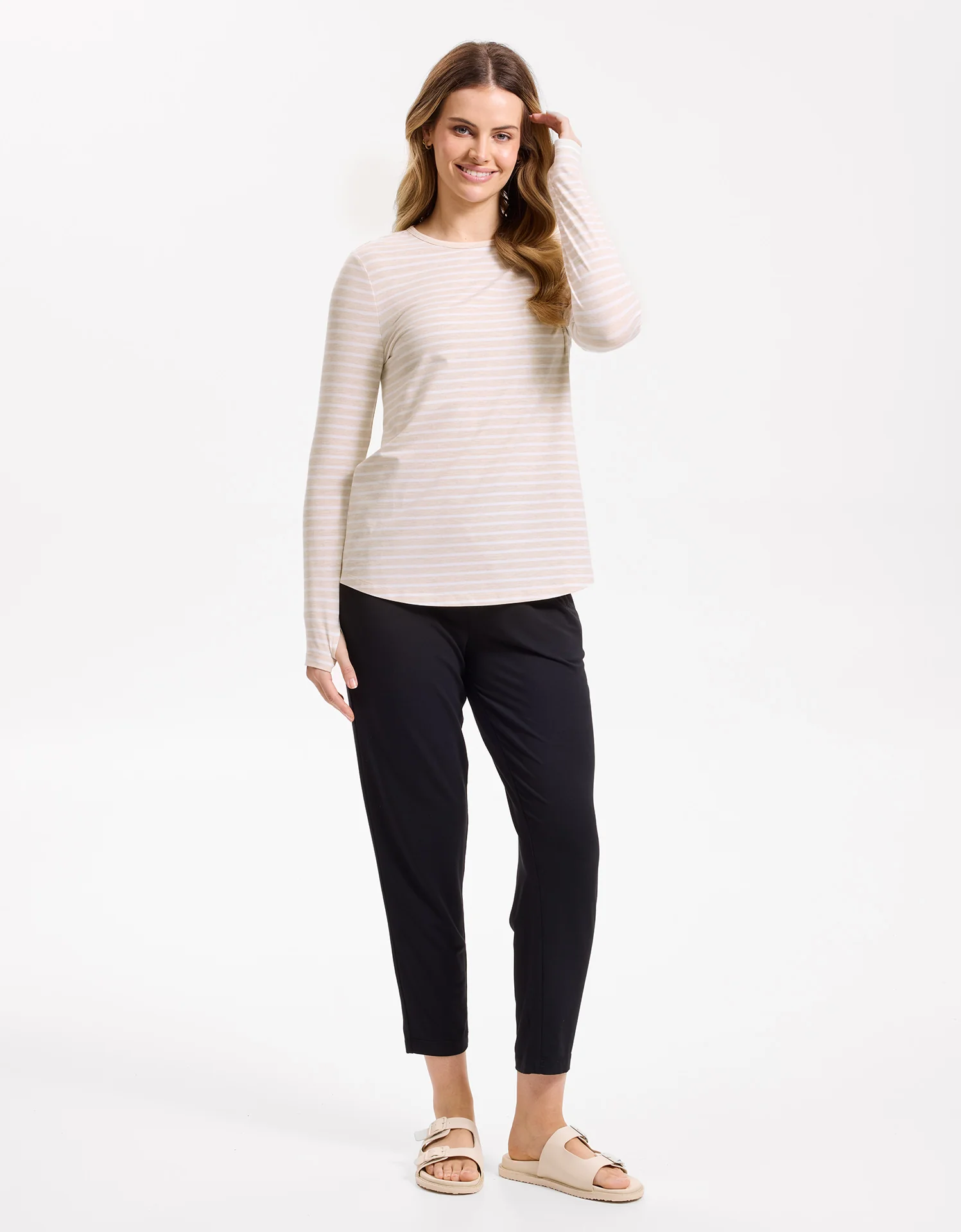 Striped Loose Fit Long Sleeve Swing Top UPF 50+ - Image 12
