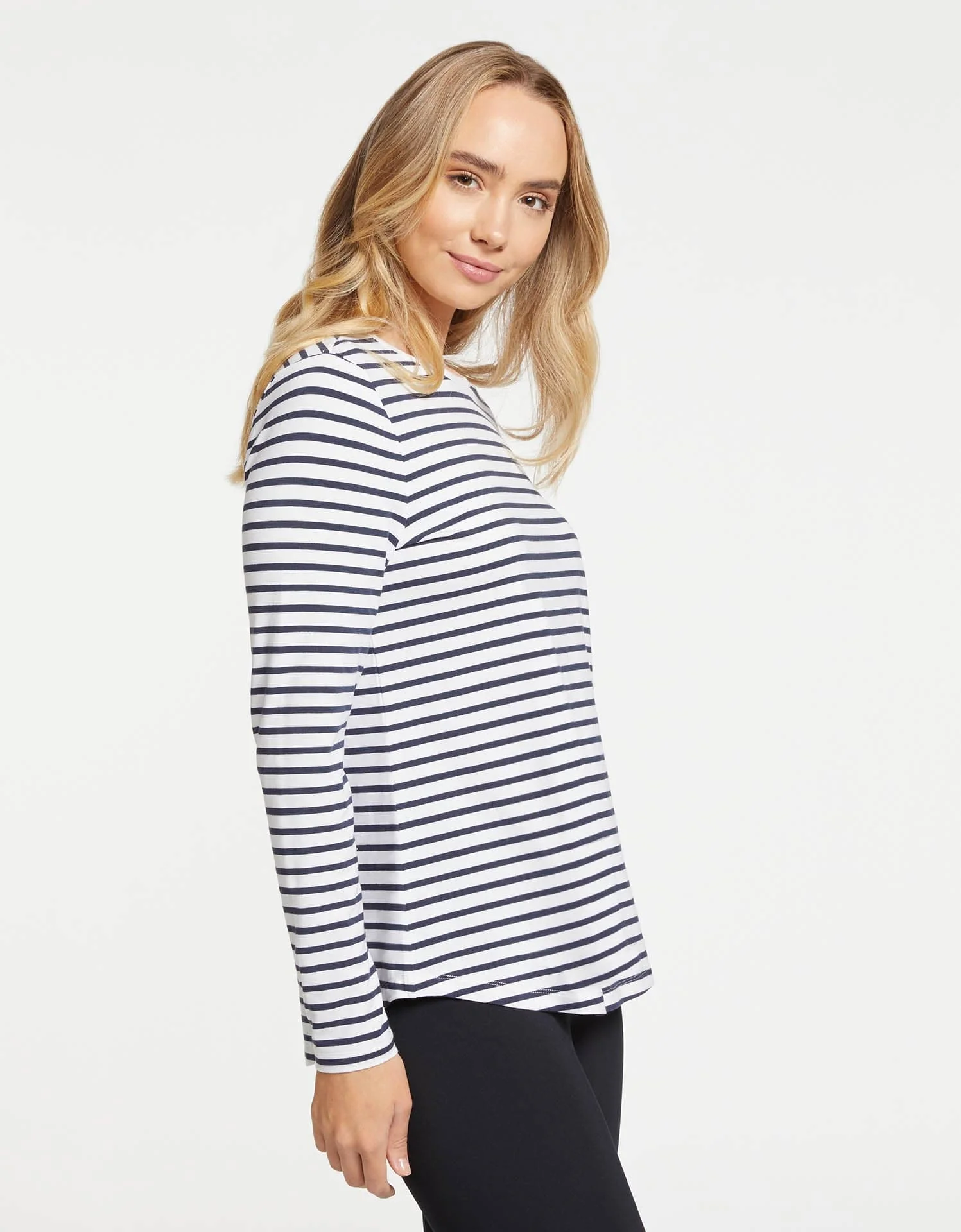 Striped Loose Fit Long Sleeve Swing Top UPF 50+ - Image 4