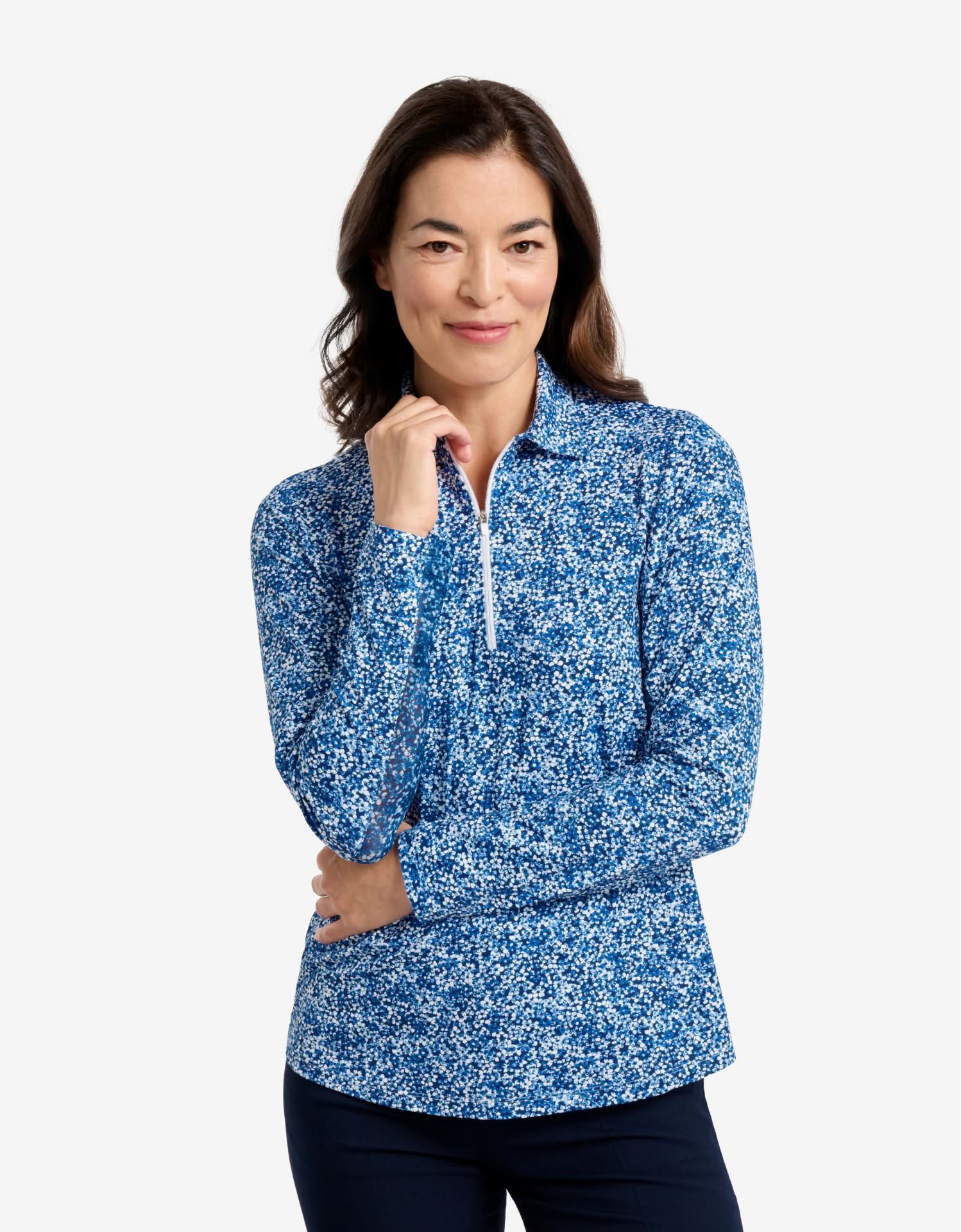 Long Sleeve Printed Zip Polo Shirt UPF 50+ - Image 5