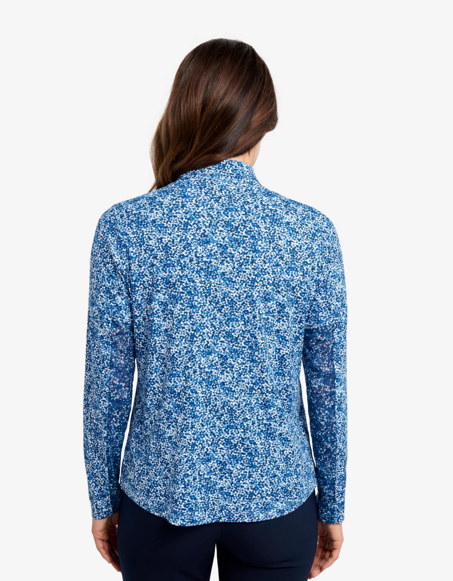 Long Sleeve Printed Zip Polo Shirt UPF 50+ - Image 6